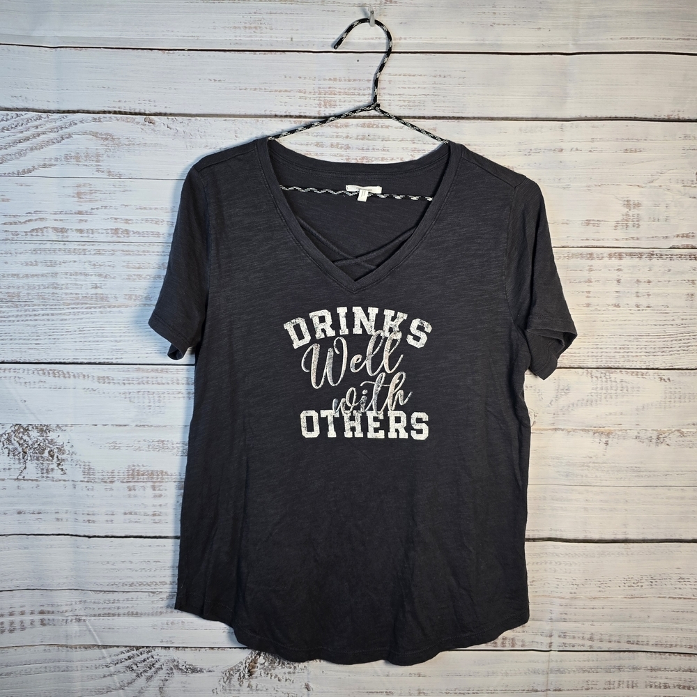 Maurices Dark Gray Graphic Casual Tee Womens Size‎ Small
